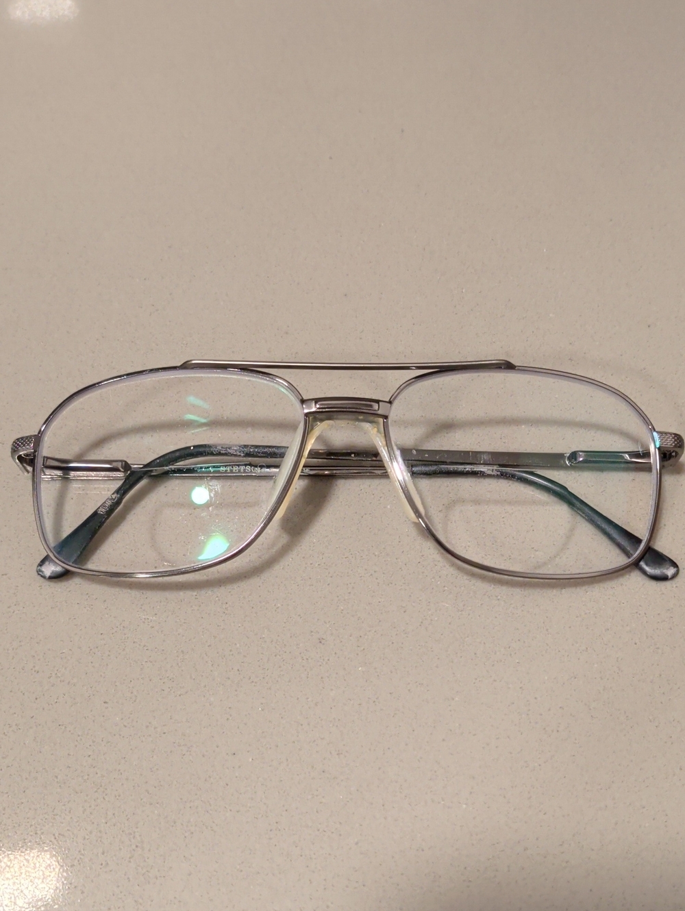 Vintage 70s Stetson Glasses Men's Silver Aviator-Style Eyewear Mcm